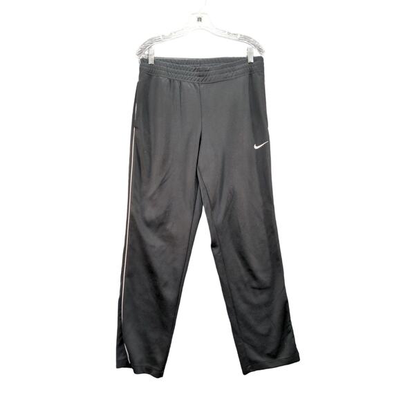 Nike Athletic Pants Size M Black 100% Polyester White Stripe - Picture 1 of 10